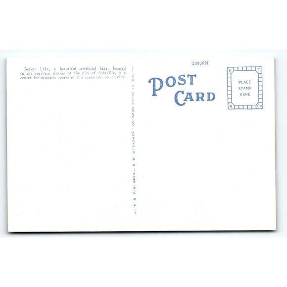 Vintage Linen Postcard Beaver Lake Asheville NC Scenic View 1930s - Picture 2 of 2